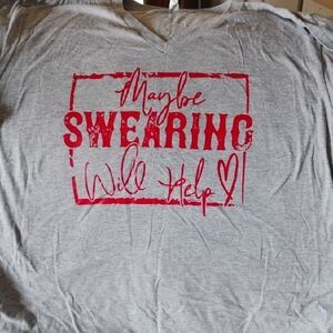 Gray T-Shirt with Red Graphic Print